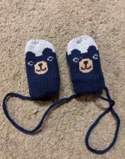 Moufle nounours bleu et gris 