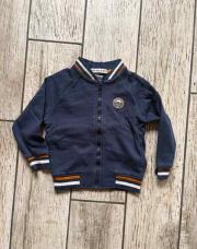 Gilet bleu col blanc/brun 