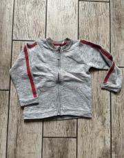 Gilet gris rayure rouge manches 